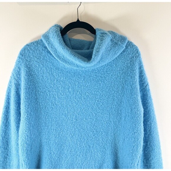 Free People Womens Sweater Blue Stormy Cowl Neck Alpaca Wool Crop Pullover Small - Picture 8 of 10